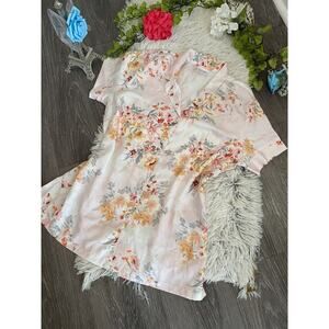 WOMEN'S Seline Chemise Loungewear SLEEPWEAR TOP SILK ONE PIECE FLORAL SZ LARGE